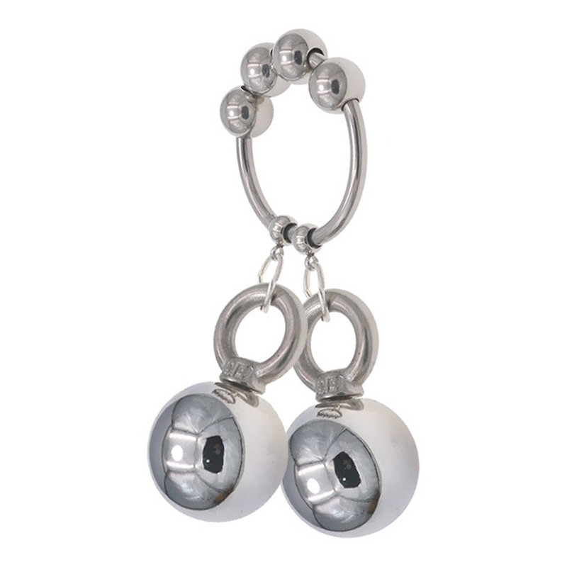MenSteel Anneau en métal avec 2 boules Weight Hanger 160g